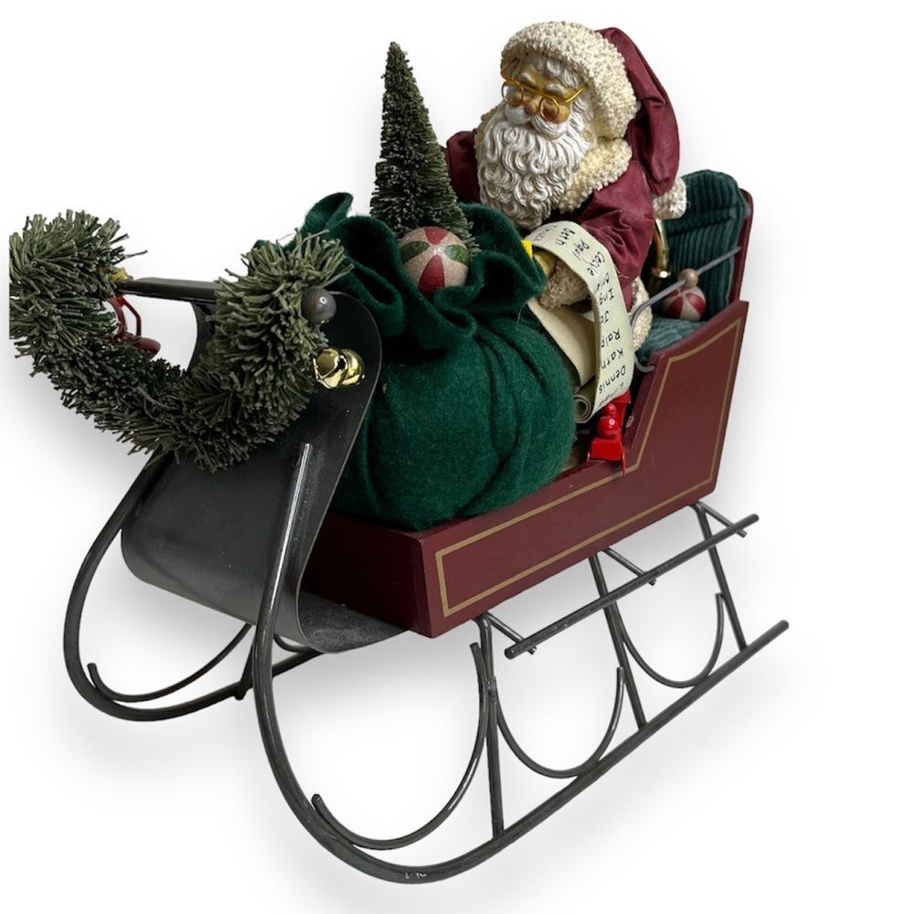 Vintage 1988 Midwest Importers Christmas in America North Pole Santa Sleigh